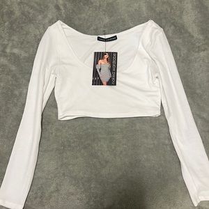 Naked Wardrobe White Crop Top